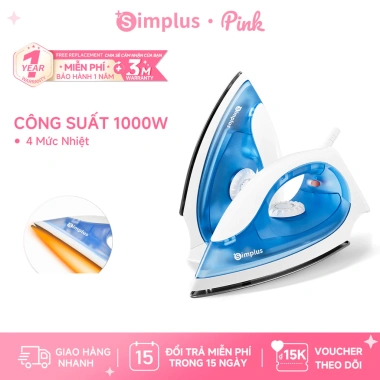 Simplus Pink Bàn ủi khô 1.000W - Nhanh nóng, bảo vệ quá nhiệt, GTJH005, Bảo hành 1 năm 1 đổi 1 - Giá chỉ 202.900 VND