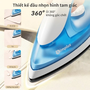 Simplus Pink Bàn ủi khô 1.000W - Nhanh nóng, bảo vệ quá nhiệt, GTJH005, Bảo hành 1 năm 1 đổi 1 - Giá chỉ 202.900 VND
