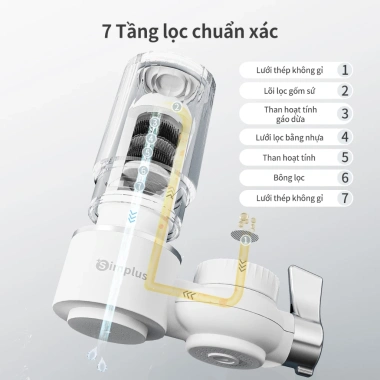 Simplus Pink JSQH005 Máy lọc nước tại vòi 7 tầng lọc, lõi gốm sứ, dễ vệ sinh, giảm 192.900