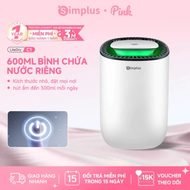 Simplus Pink Máy Hút Ẩm 380ml Gia Đình Văn Phòng Tiết Kiệm Điện Chống Ồn CUSH001