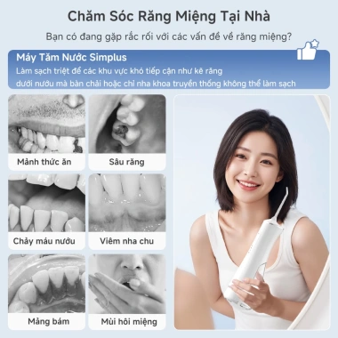Simplus Pink Máy Tăm Nước 300ml 4 Chế Độ 4 Vòi Dễ Mang, Bảo Hành 1 Năm 1 Đổi 1