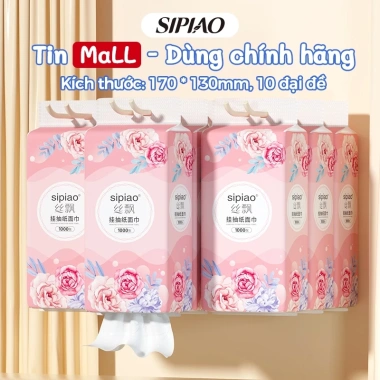 Sipiao Khăn giấy treo mặt siêu mềm 4 lớp - 10 gói 1.000 chiếc, chỉ 144.000₫ Sipiao Khăn giấy treo mặt siêu mềm 4 lớp - 10 gói 1.000 chiếc, chỉ 144.000₫
