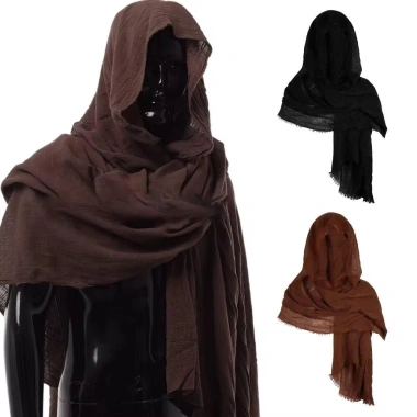 Sirenxi Hood Cướp Biển Trung Cổ Retro Đen/Nâu Nhẹ Unisex Halloween DIY - Bọc Áo Choàng Giá Ưu Đãi 48,924₫