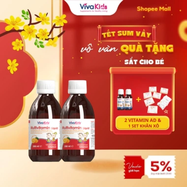 Siro Vitamin VivaKids Multivitamin Liquid 200ml Hỗ trợ hấp thu ăn ngon ngủ tốt, giá 425.000 VND 9 Siro Vitamin VivaKids Multivitamin Liquid 200ml Hỗ trợ hấp thu ăn ngon ngủ tốt, giá 425.000 VND 9
