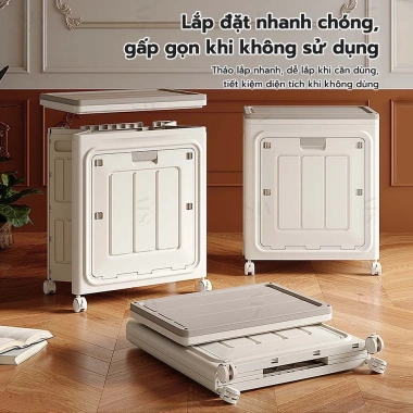 SIV Thùng Nhựa Đựng Quần Áo Gấp Gọn, Dung Tích Lớn, Bánh Xe Di Chuyển - Giá 599k 3