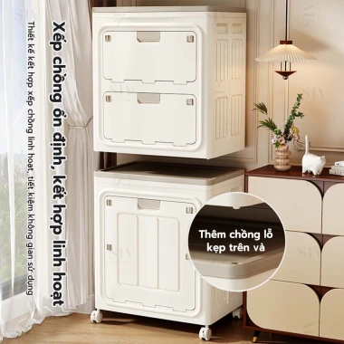 SIV Thùng Nhựa Đựng Quần Áo Gấp Gọn, Dung Tích Lớn, Bánh Xe Di Chuyển - Giá 599k 4