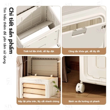 SIV Thùng Nhựa Đựng Quần Áo Gấp Gọn, Dung Tích Lớn, Bánh Xe Di Chuyển - Giá 599k 8