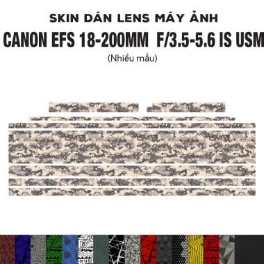 Skin dán Lens Canon 18-200mm F3.5-5.6 IS USM – Miếng dán film 3M vân nổi, giá 150.000đ Skin dán Lens Canon 18-200mm F3.5-5.6 IS USM – Miếng dán film 3M vân nổi, giá 150.000đ