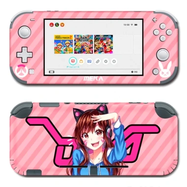 Skin decal dán Nintendo Switch Lite Con mèo nền hồng - cắt sẵn, dễ dán, 120k 3