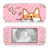 Skin decal dán Nintendo Switch Lite Corgi Hello sọc hồng, đã cắt sẵn, dễ dán, 120.000₫