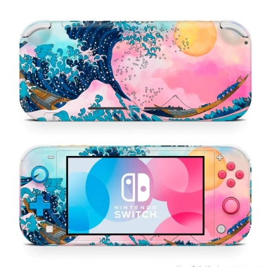 Skin decal dán Nintendo Switch Lite Watercolor Great Wave Kanagawa - đã cắt sẵn, dễ dán, giảm giá 120k