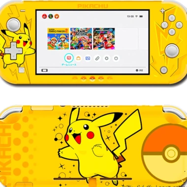 Skin decal Nintendo Switch Lite Pokemon Pikachu nền vàng - Đã cắt sẵn, dễ dán, 120.000₫