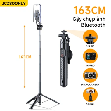 SM33 Chân máy Bluetooth + clip, tay cầm selfie không dây, chống rung Vlog - 259k