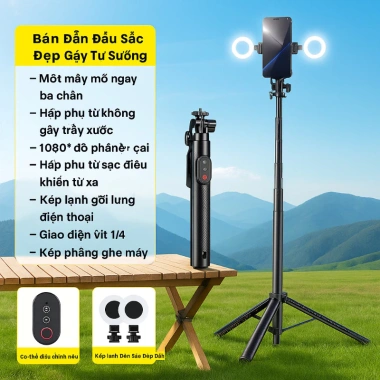SM33 Chân máy Bluetooth + clip, tay cầm selfie không dây, chống rung Vlog - 259k