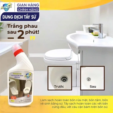 Smart TS dung dịch tẩy rửa sứ 500ml - Tẩy ố vàng, làm sạch bồn cầu, bồn sứ trắng sáng, giá ưu đãi 139.686₫