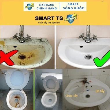 Smart TS dung dịch tẩy rửa sứ 500ml - Tẩy ố vàng, làm sạch bồn cầu, bồn sứ trắng sáng, giá ưu đãi 139.686₫