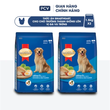 SmartHeart 2 gói 1,5kg Thức ăn chó vị gà & gan/gà & trứng - Tặng nón + yếm - 214.200 VND 9 SmartHeart 2 gói 1,5kg Thức ăn chó vị gà & gan/gà & trứng - Tặng nón + yếm - 214.200 VND 9