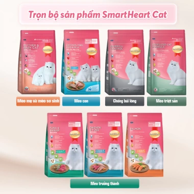 SmartHeart Cat Thức ăn hạt cá ngừ & tôm 1.2kg - Mua 3 gói tặng túi chần bông, chỉ 141.300đ