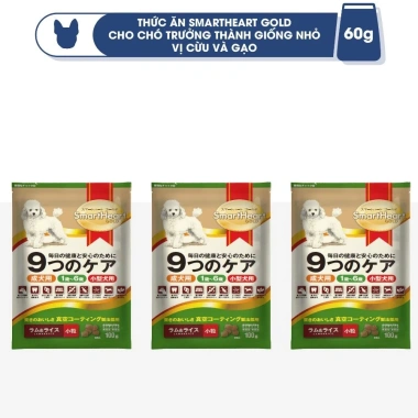SmartHeart Gold Thức ăn chó chuẩn Nhật hạt vị cừu và gạo cho chó giống nhỏ 60gr Giá ưu đãi 200k