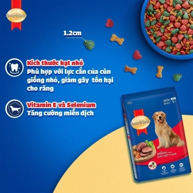 SmartHeart Thức ăn cho chó 3kg vị bò nướng - Tặng Set Nón và Yếm - Giá chỉ 198k 4