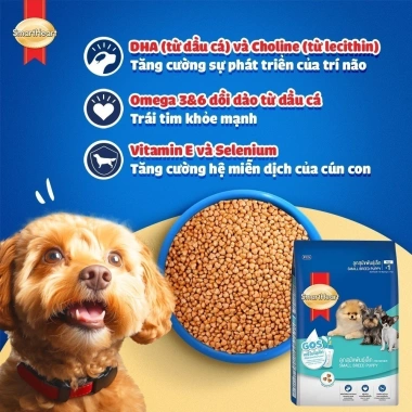 SmartHeart Thức ăn hạt cho chó con giống nhỏ hương vị sữa 2,6kg - Tặng set nón và yếm - Giá chỉ 228.600đ 3