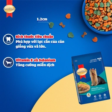 SmartHeart Thức ăn hạt cho chó giống nhỏ 2,7kg - Tặng nón + yếm - Giá chỉ 219.600 VND