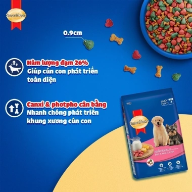 SmartHeart Thức ăn hạt cho chó lớn vị bò sữa 1,3kg - Tặng Set Nón + Yếm, chỉ 112.500₫ 4