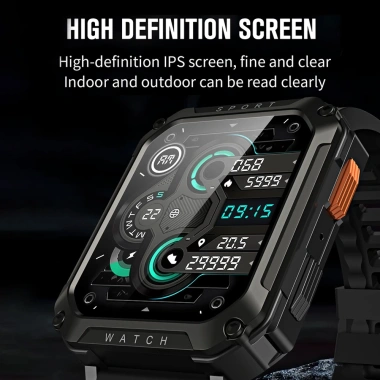 Smartwatch 2.01 inch Ngoài Trời Quân Sự BT Gọi, Theo Dõi Tim, Android iOS 2