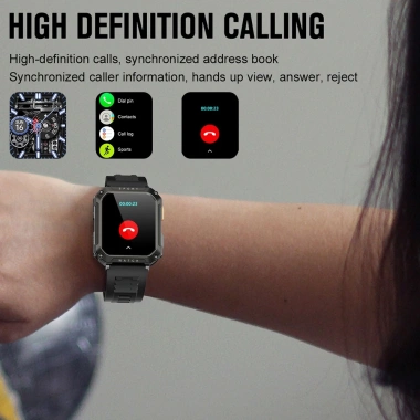 Smartwatch 2.01 inch Ngoài Trời Quân Sự BT Gọi, Theo Dõi Tim, Android iOS 3