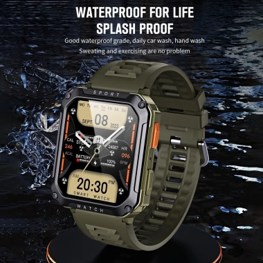 Smartwatch 2.01 inch Ngoài Trời Quân Sự BT Gọi, Theo Dõi Tim, Android iOS 6