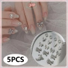 Smbr 5 móng tay ch nơ nút kim loại 3D – Bạc, kim cương giả, phụ kiện salon BR giảm giá