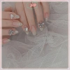 Smbr 5 móng tay ch nơ nút kim loại 3D – Bạc, kim cương giả, phụ kiện salon BR giảm giá 3
