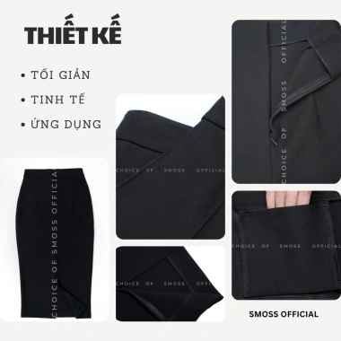 SMOSS OFFICIAL Chân Váy Bút Chì Dài 70cm Cạp Cao Xẻ Sau Thun Cotton Dày Co Dãn 270k 7