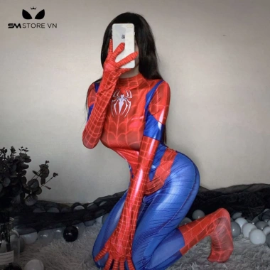SMS100 Bodysuit Cosplay Người Nhện Sexy Màu Xanh Đỏ Giá Ưu Đãi 122.000 VND