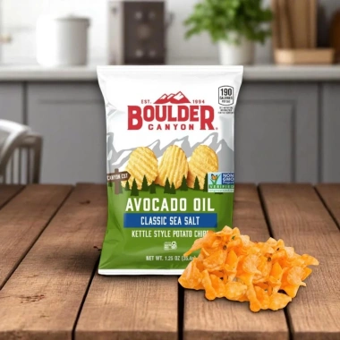 Snack khoai tây giòn vị dầu bơ và muối biển Boulder Canyon Avocado Oil Classic 623g - Giảm giá 468.000₫