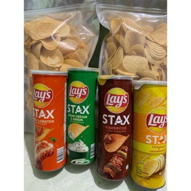 Snack khoai tây Lays Stax ống đủ vị 500gr Nguyên vị, zip, giảm giá 39.800₫