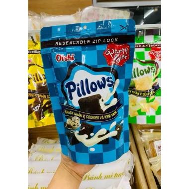 Snack Nhân Kem Pillows Oishi 80g Gói Lớn Túi Zip Tiện Lợi, Đủ Vị, Giá chỉ 16.500 VND