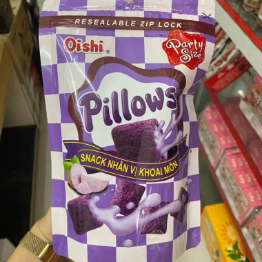 Snack Nhân Kem Pillows Oishi 80g Gói Lớn Túi Zip Tiện Lợi, Đủ Vị, Giá chỉ 16.500 VND
