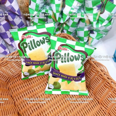 Snack Pillows Oishi Bịch 10 gói Nhân Sữa Dừa Socola Kem Vani 14g - 18.000₫