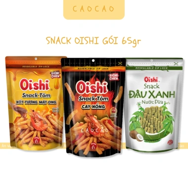 Snack tôm Bim Bim Oishi 3 gói 65g túi zip - Giá ưu đãi 34.790₫ Cào Cào Foods