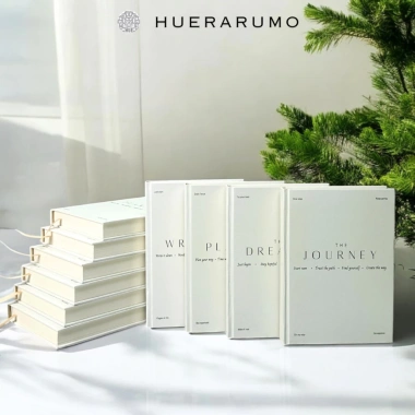 Sổ A5 bìa cứng 300TR HUERARUMO 100gsm, ruột caro kẻ ngang journal học tập 92.000