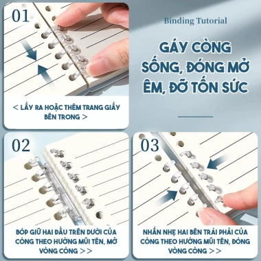 Sổ Bìa Còng Basic A5 B5 120 Trang - Tháo rời, kẻ ngang, kẻ caro, bullet journal tiện lợi