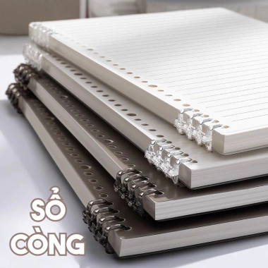 Sổ Bìa Còng Basic A5 B5 120 Trang - Tháo rời, kẻ ngang, kẻ caro, bullet journal tiện lợi