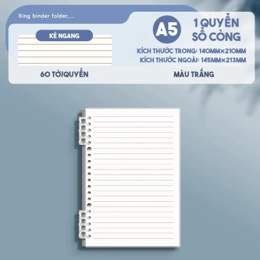 Sổ Bìa Còng Basic A5 B5 120 Trang - Tháo rời, kẻ ngang, kẻ caro, bullet journal tiện lợi 10 Sổ Bìa Còng Basic A5 B5 120 Trang - Tháo rời, kẻ ngang, kẻ caro, bullet journal tiện lợi 10