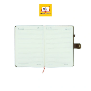 Sổ bìa da Minh Châu 816-848, khuy bấm da vàng bò & cà phê, giấy 70g, giá 40.230₫