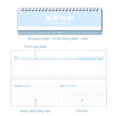 Sổ checkin lịch để bàn mini - Kế hoạch ngày tuần, tự giác học tập, giá chỉ 27.800đ