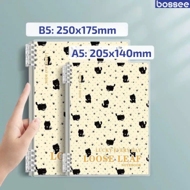 Sổ Còng 120 Trang A5/B5 Họa Tiết Mèo Chấm Bi - Vở Khuyết 10 Chấu Giấy Kẻ Ngang/Caro Giá 30.000 giảm 3