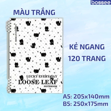 Sổ Còng 120 Trang A5/B5 Họa Tiết Mèo Chấm Bi - Vở Khuyết 10 Chấu Giấy Kẻ Ngang/Caro Giá 30.000 giảm 10