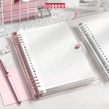 Sổ còng 8 chấu sắt + Sticker binder journal, giấy kẻ ngang caro 120 trang, chống lóa 18.000
