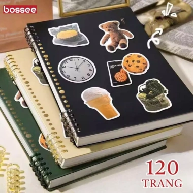 Sổ Còng A5 B5 120 trang bìa trơn tối giản - Bullet Journal nhẹ, giấy chống lóa, tặng sticker DIY - Giá chỉ 15.000đ 9